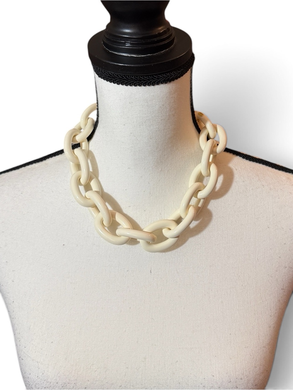 Vintage Coach Chunky White Resin Statement Chain Link Necklace, Adjustable